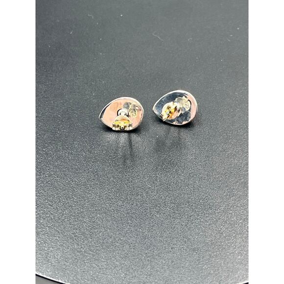 Vintage Sterling Silver Natural Dark Opal Stud Earrings Rope Border 13mm Pair - Picture 5 of 12